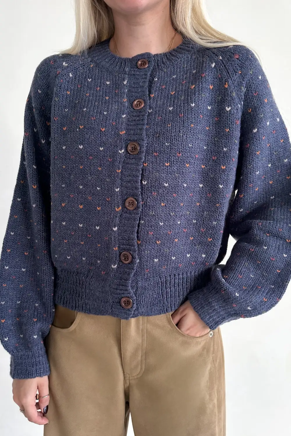 Easy Texture Soft Button Front Cardigan