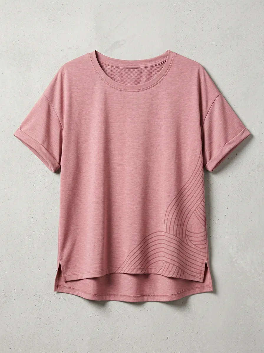 Women's Training Athletic Abstract Wave Printed T-shirt