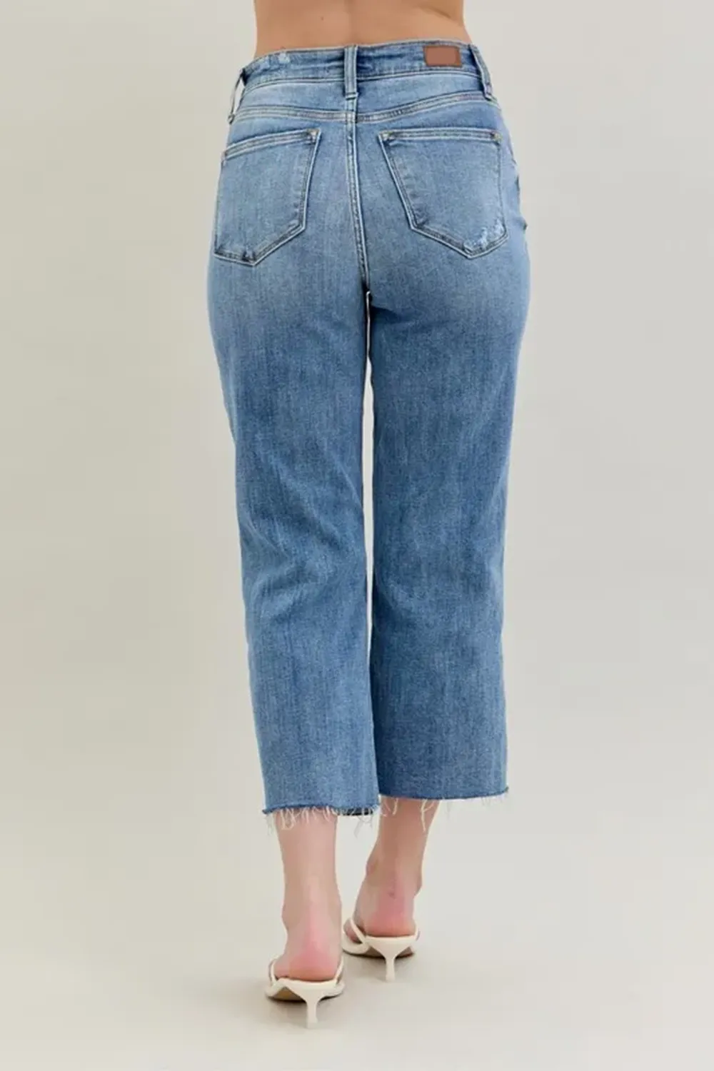 Ripped Deckle Edge Slim-Fit Raw Hem BlueTrousers