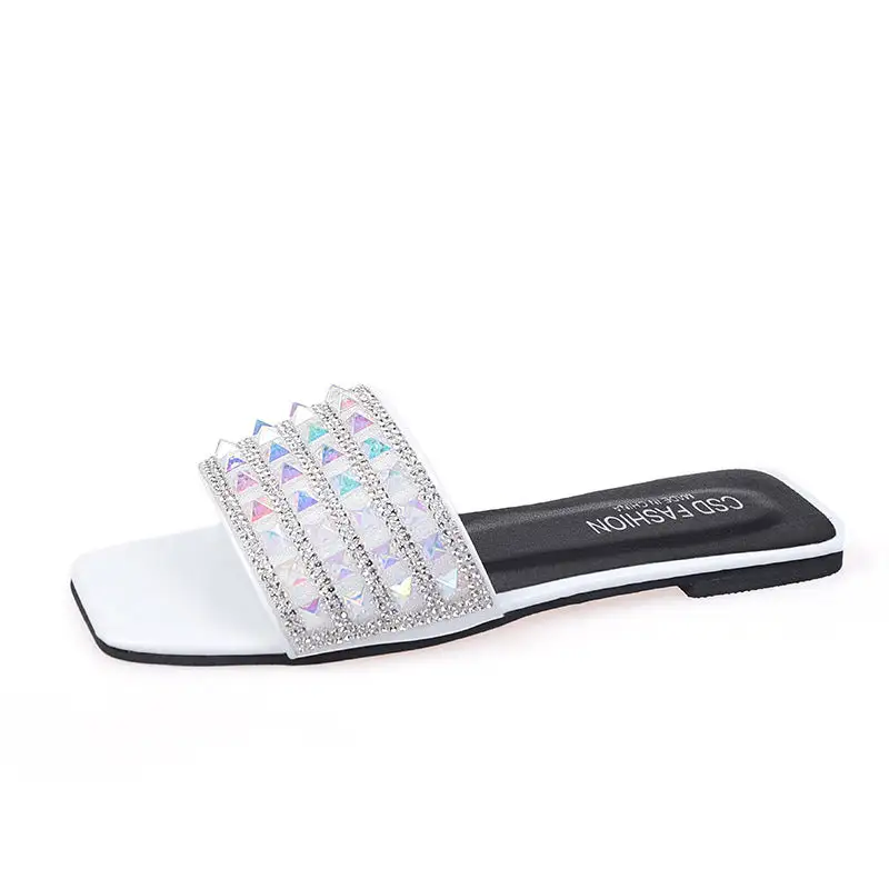 Rhinestone Detail Flat Sandals