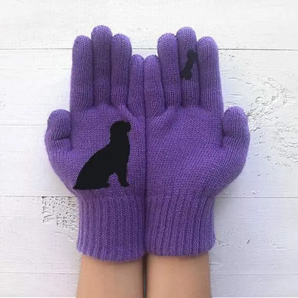 Women'S Kitten And Fish Print Gloves 43443504C