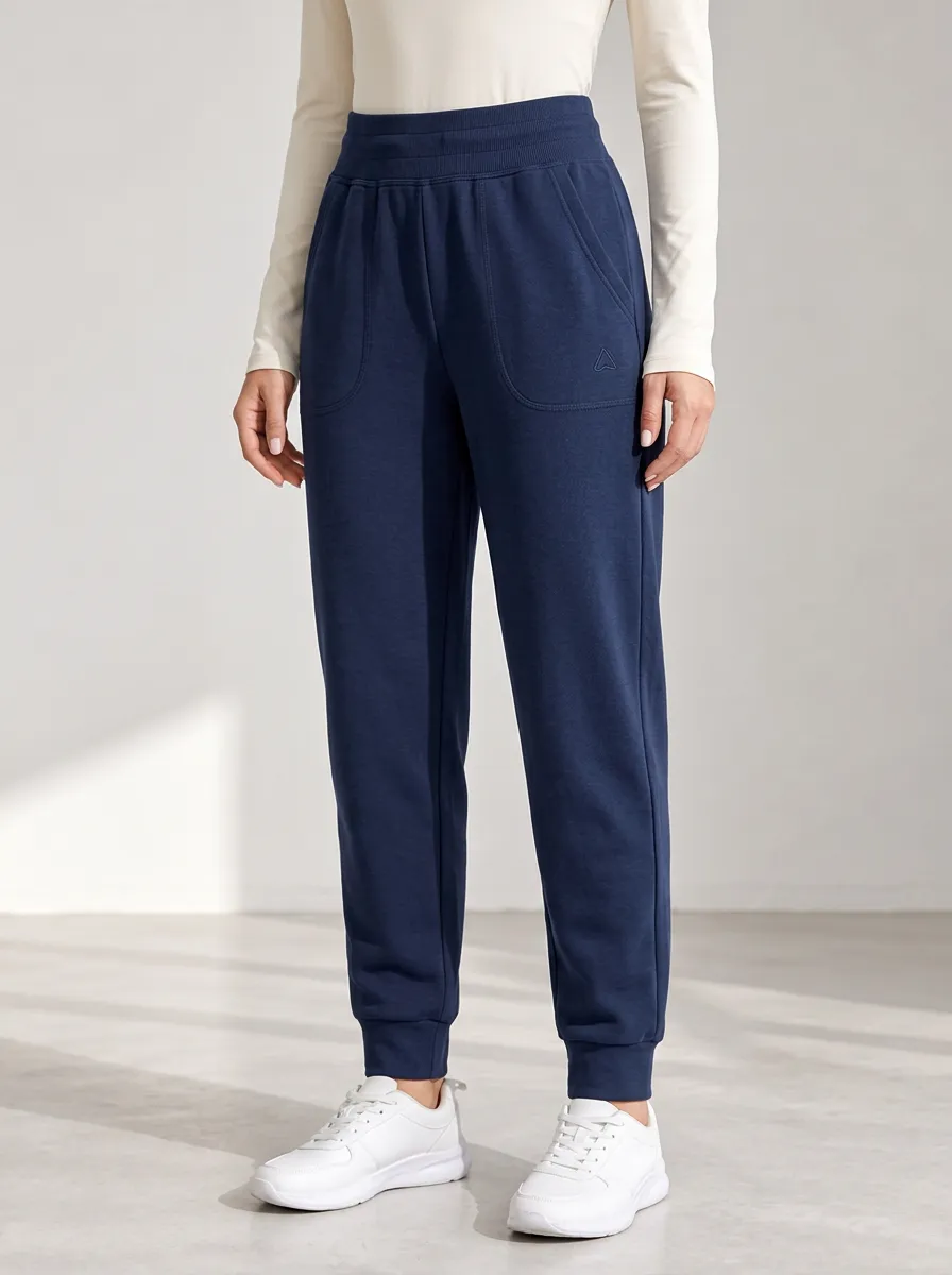 Women's Navy Embroidered Joggers
