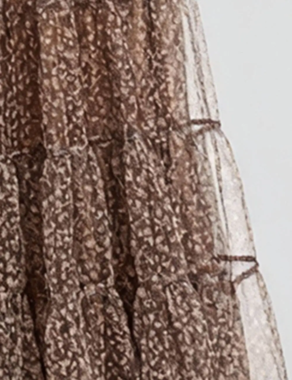 Elastic Waist Mesh Tiered Hem Maxi Skirt