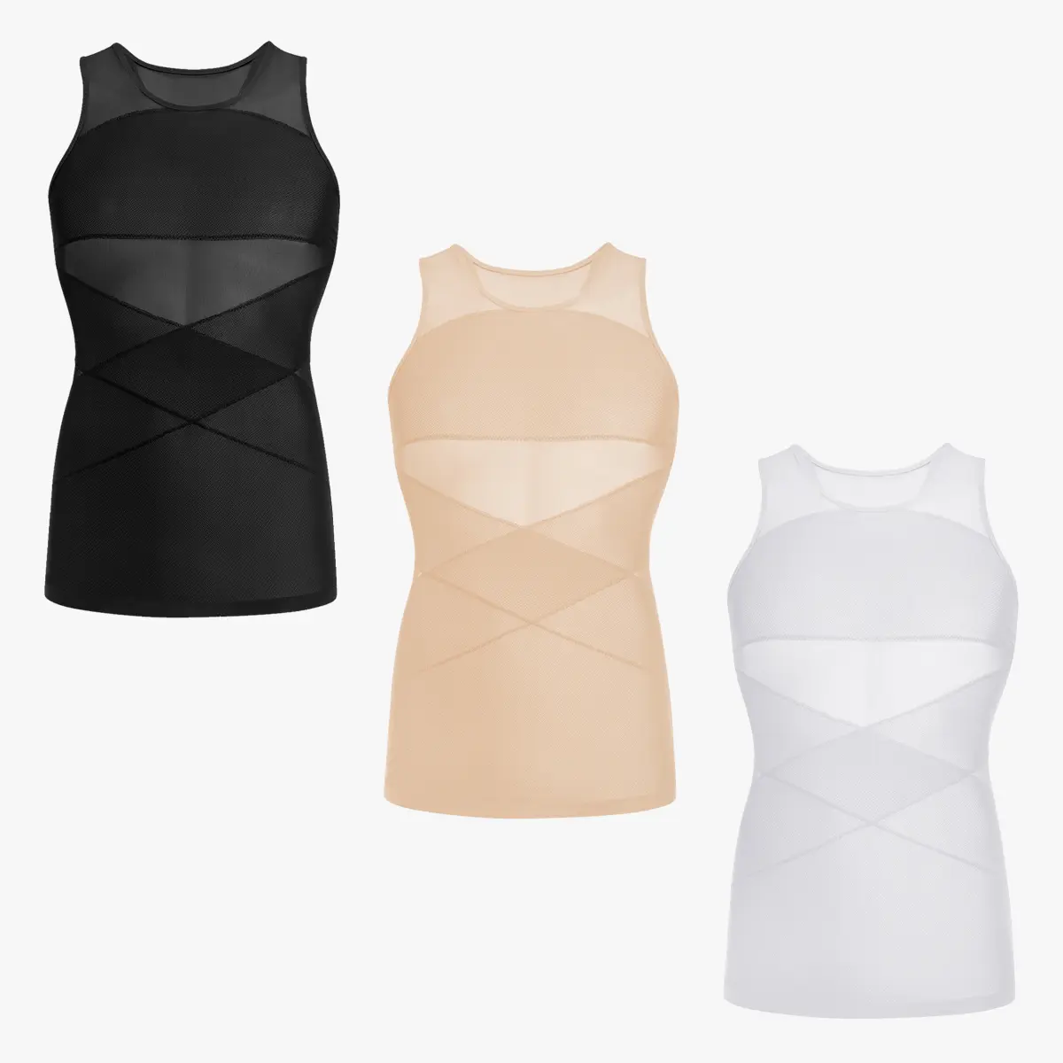 Men’s Mesh Fabric Breathable Compression Shapewear Vest