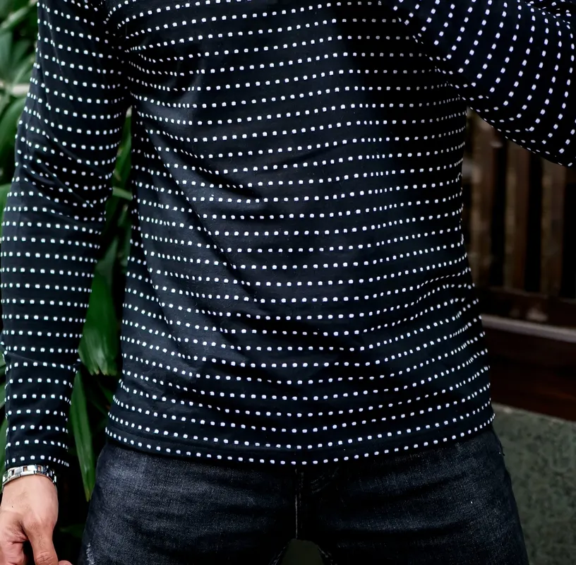 Black Button-Front Long Sleeve Casual Top