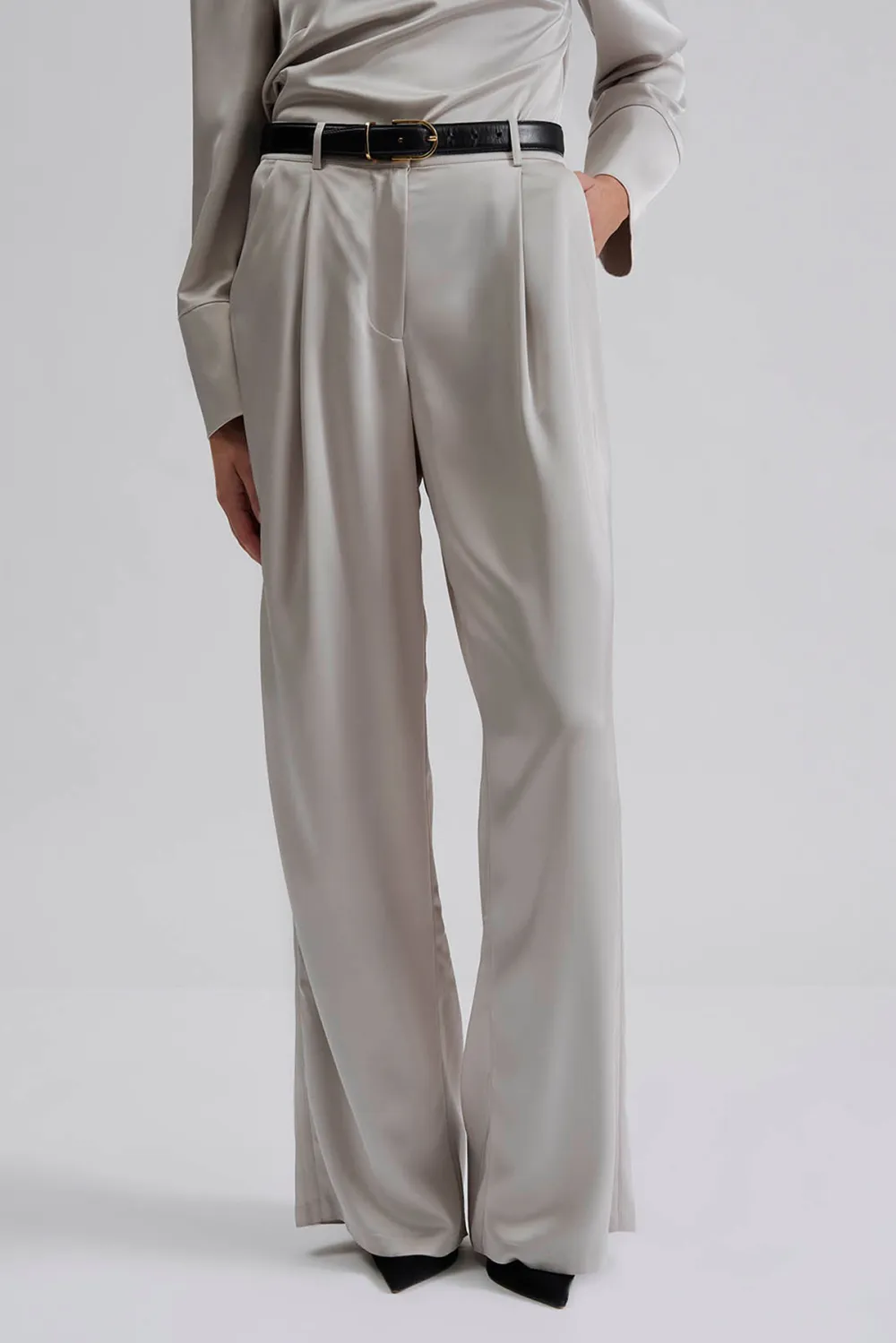 Elastic Waist Satin Trousers