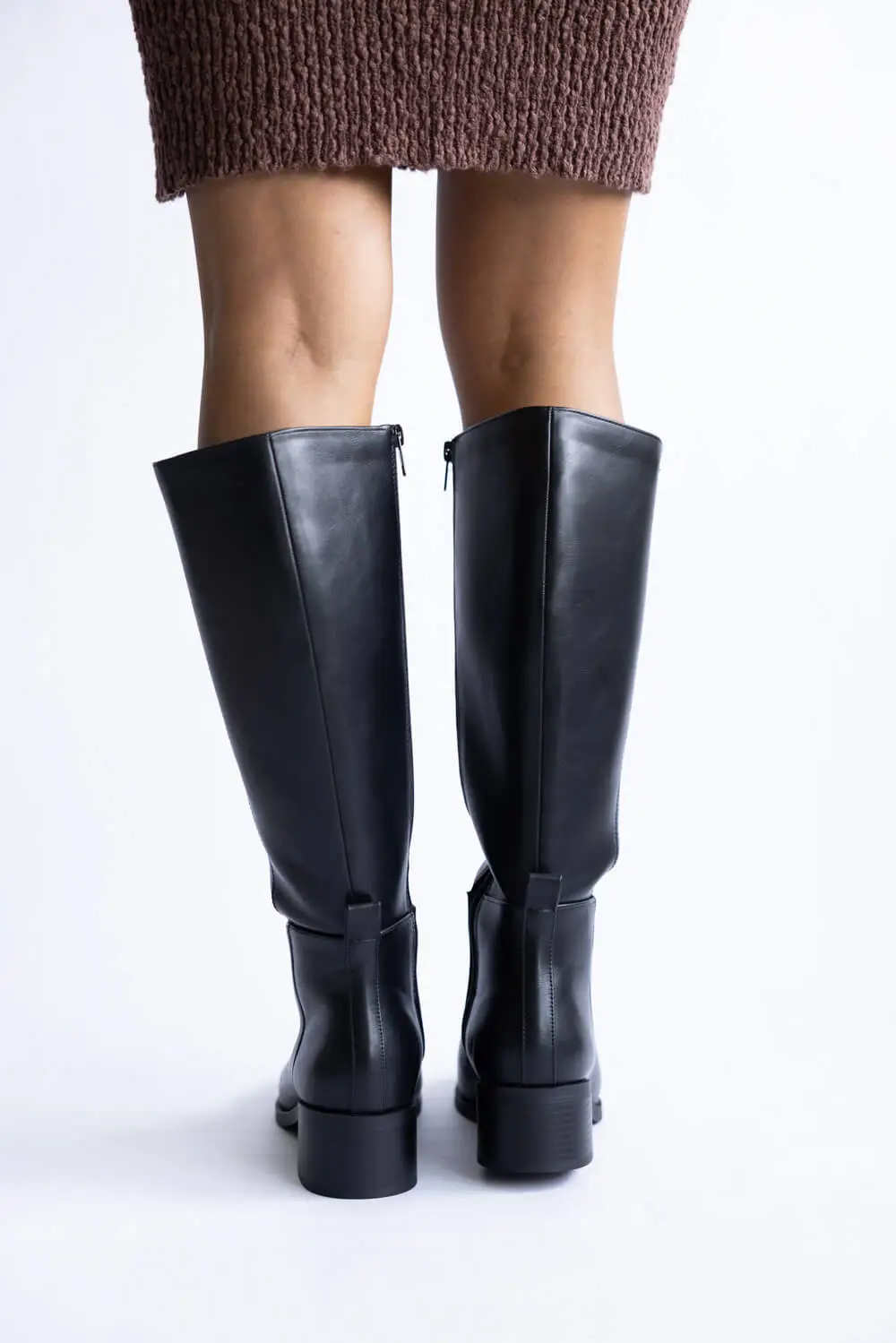 Western Faux Leather Round Toe Tall Boots