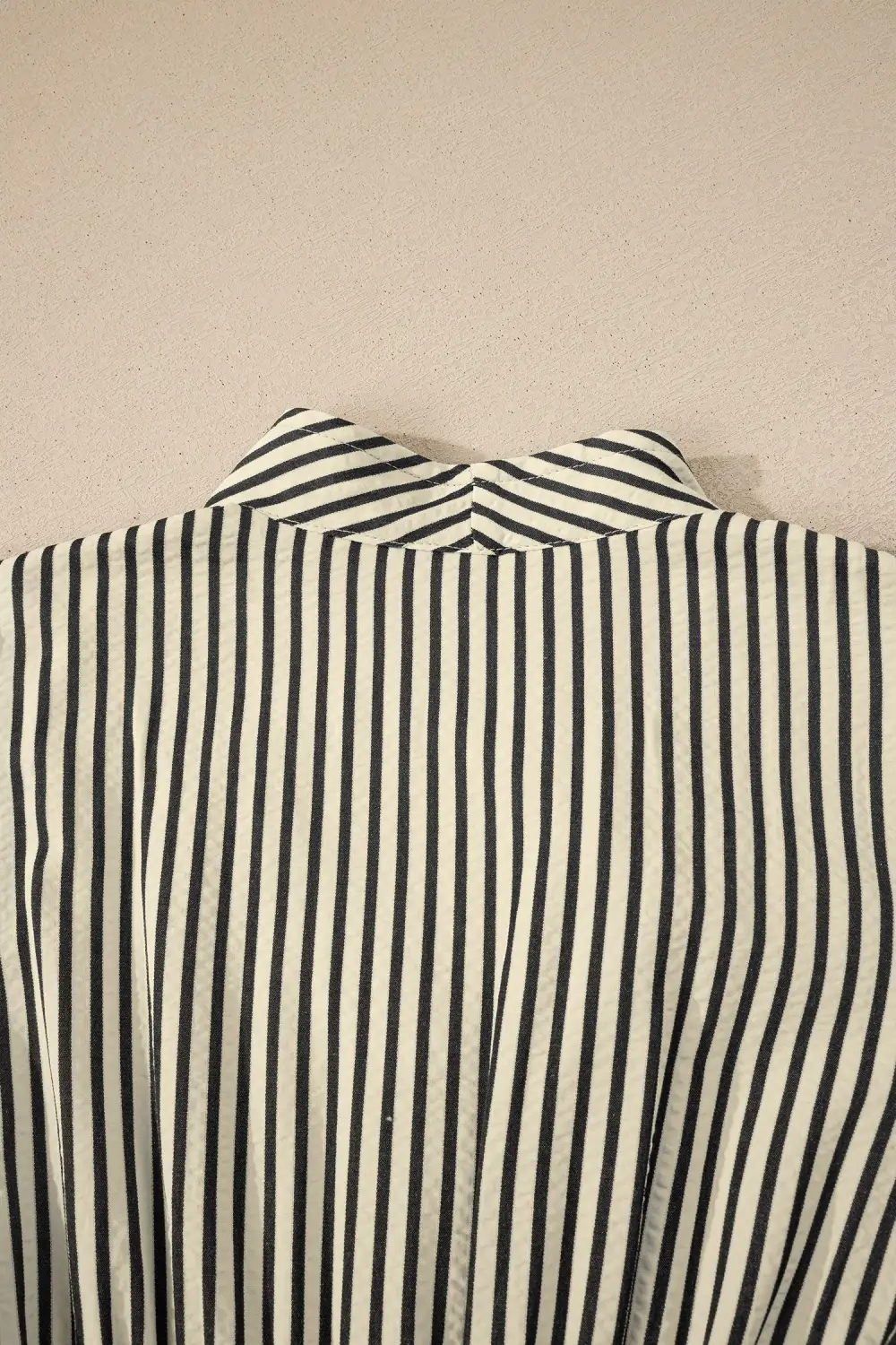 Balanced Detail Striped V Neck Zip Front Midi Dress