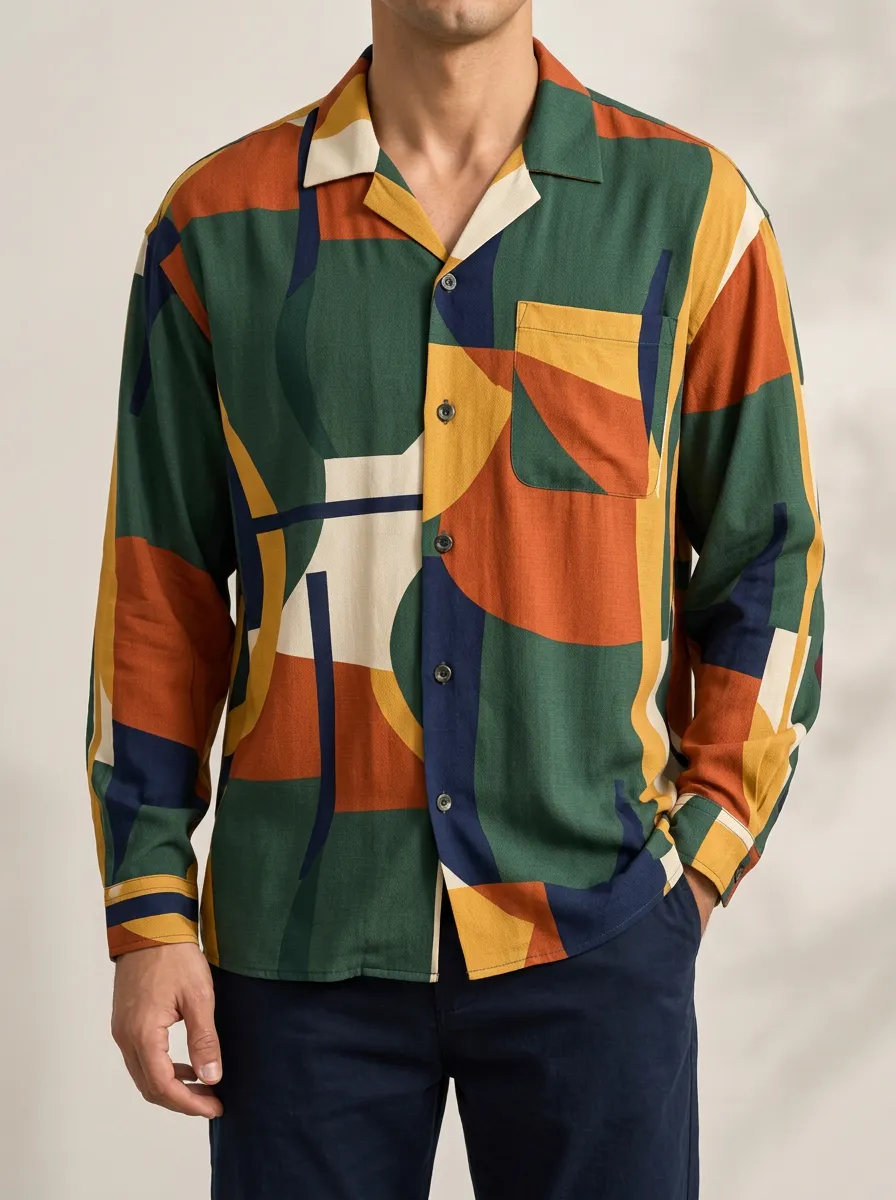 Men's Abstract Inspired Casual Printed Shirt