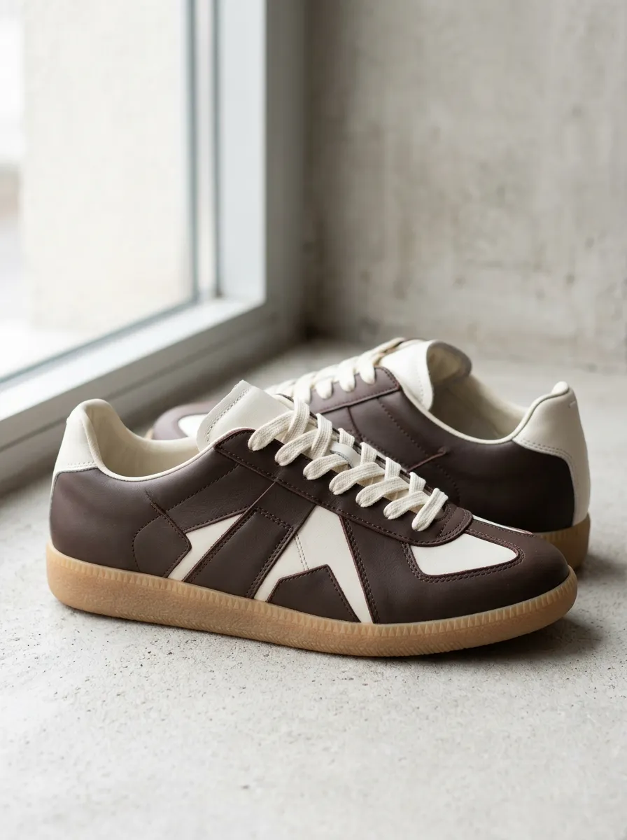 Women's Brown White Colorblock German Army Trainer Printed Shoes