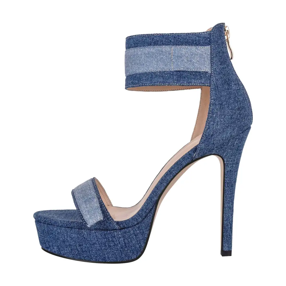 Platform Round Open Toe Ankle Strap Sandals