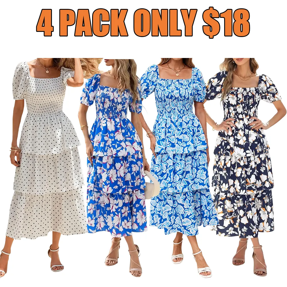 Women's Square Neck Smocked Dress
