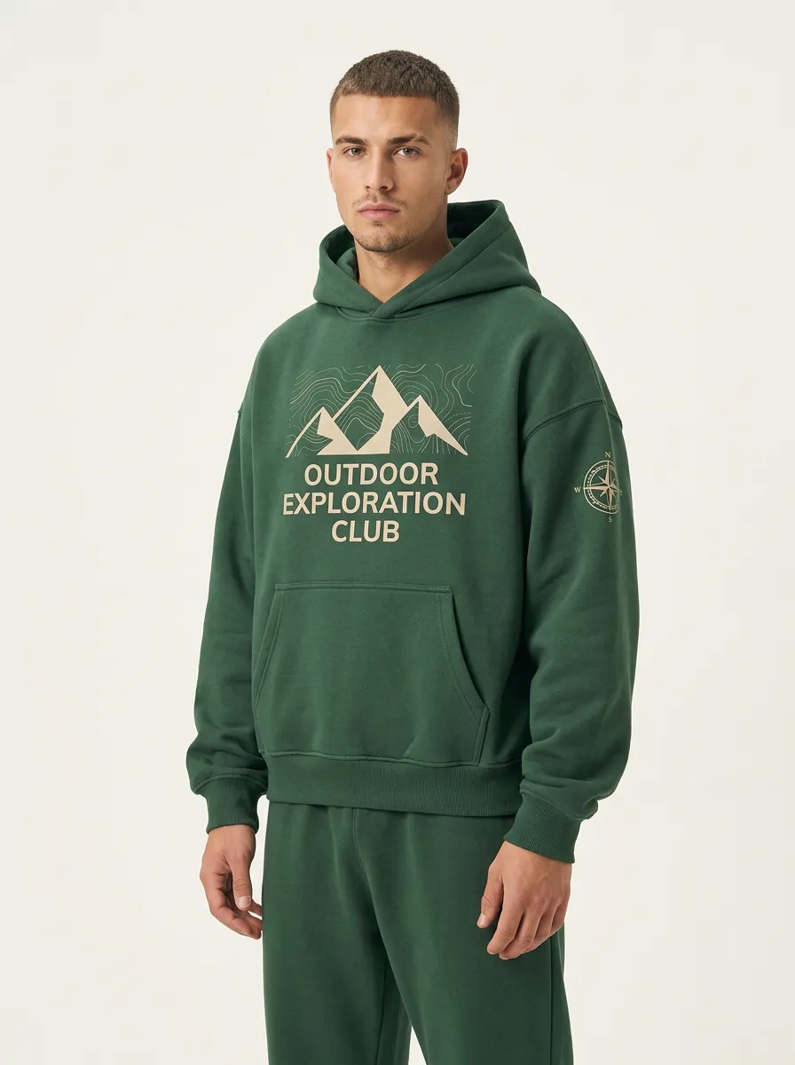 Men's Outdoor Explorer Mountain Compass Graphic Hoodie