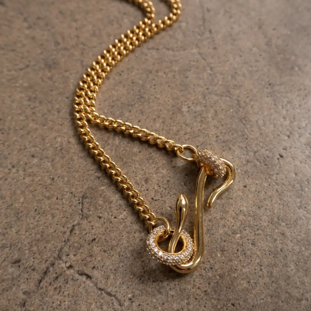 K Plated Copper Inlaid Zircon Necklace