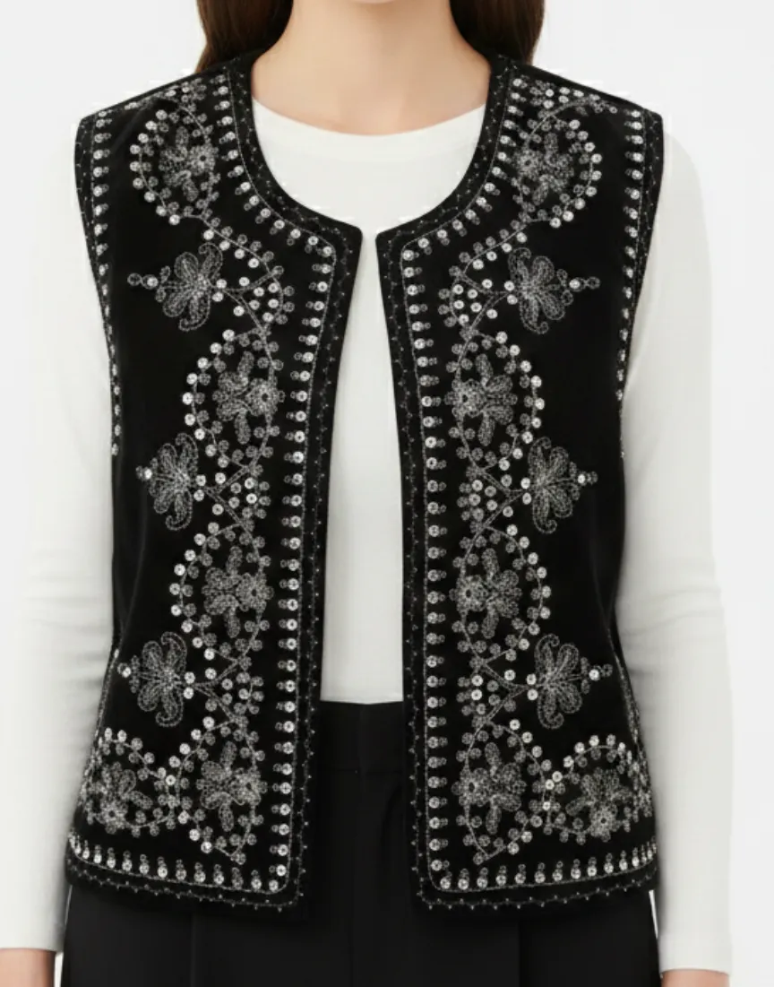 Embroidered Casual Sleeveless Vest