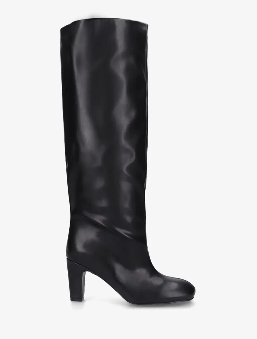Classic Contemporary Block Heel Faux Leather Knee High Boots