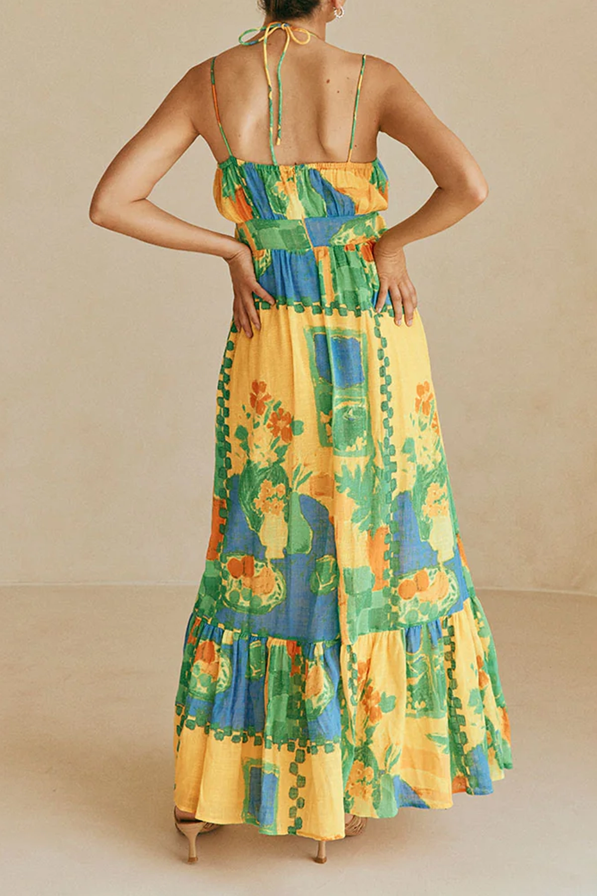 Color Blocked Tiered Maxi Dress