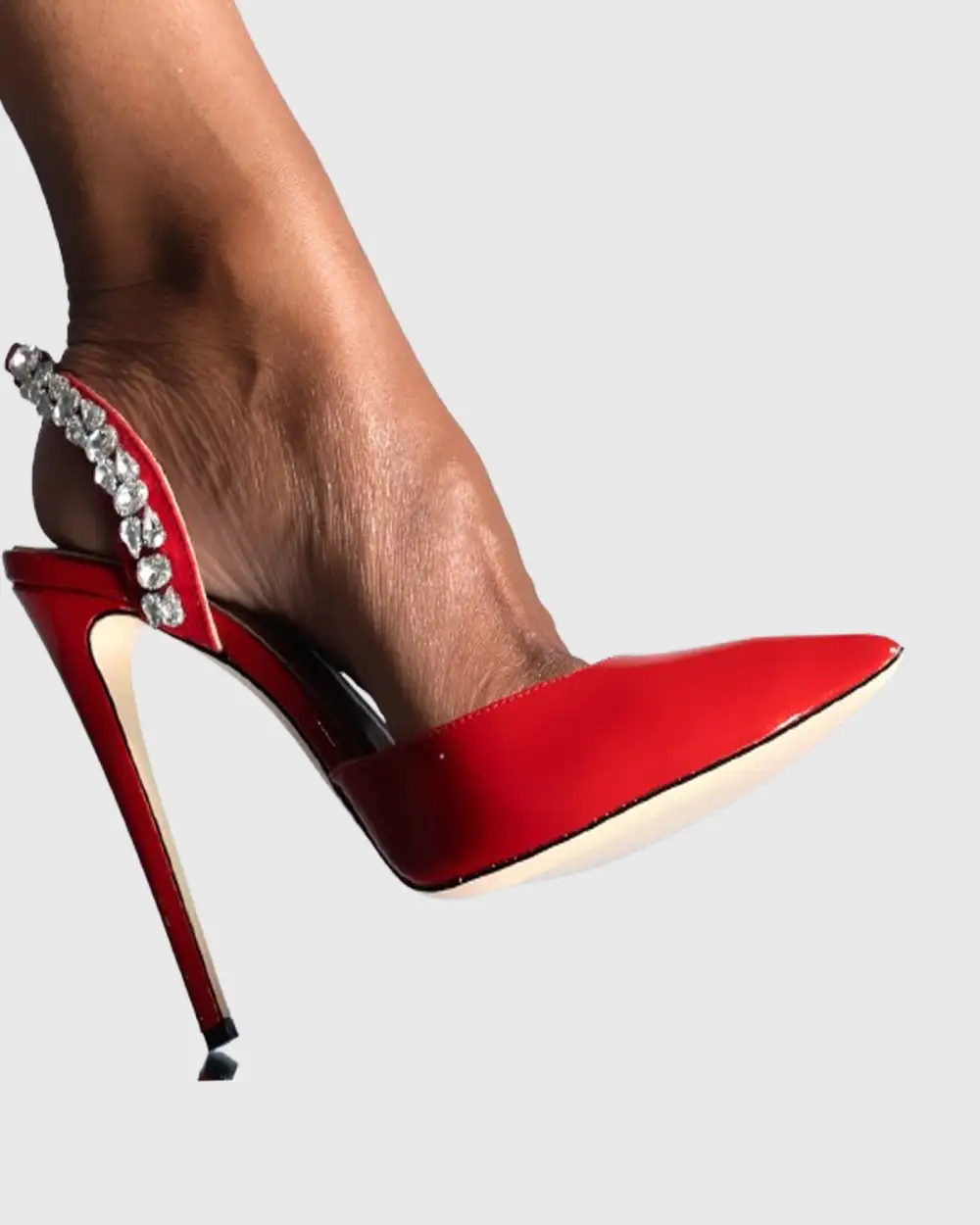 Rhinestone Slingback Pumps in Red