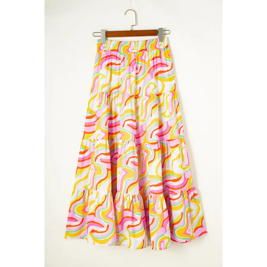Printed Elastic Waist Skirt