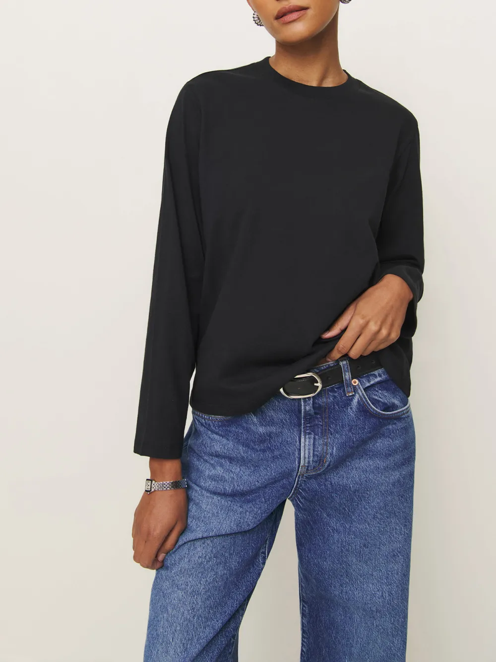 Loose Fit Crew Neck Long Sleeve Tee