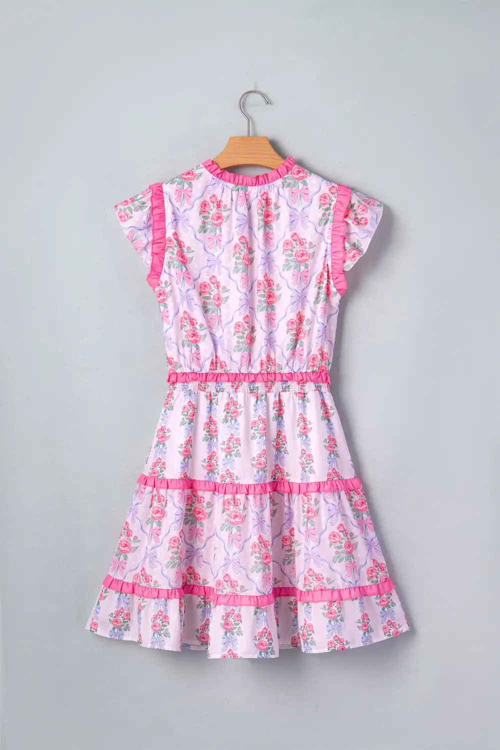 Gathered Detail Floral Ruffle Tiered Dress