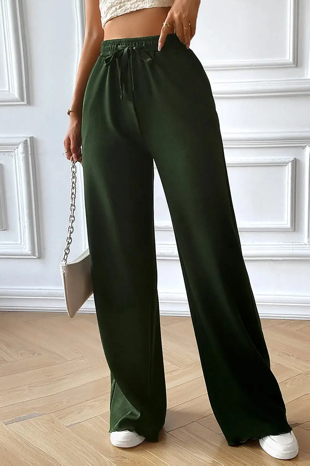 Casual Wide Leg Drawstring Pants