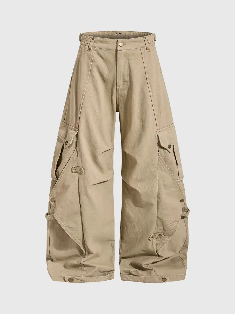 Wide-Leg Multi-Pocket Distressed Cargo Pants