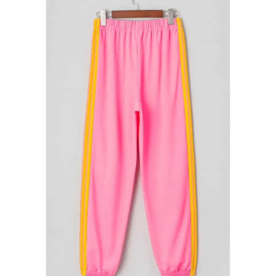 Contrast Striped Elastic Waist Active Pants