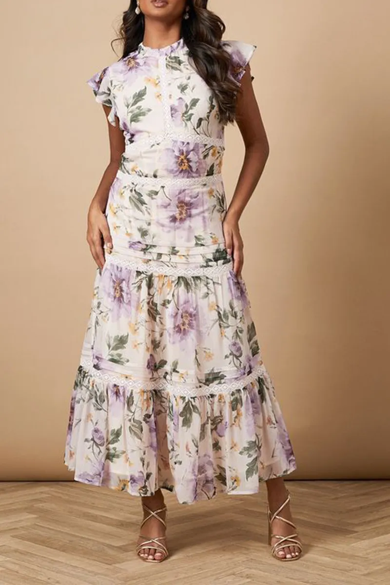 Green Floral Printed Insert Dress