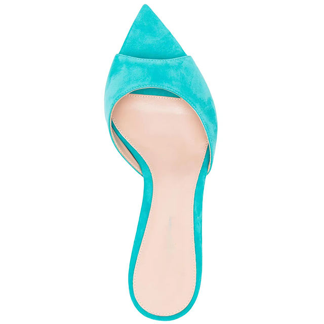 Valencia Blue Suede Slip-On Sandals