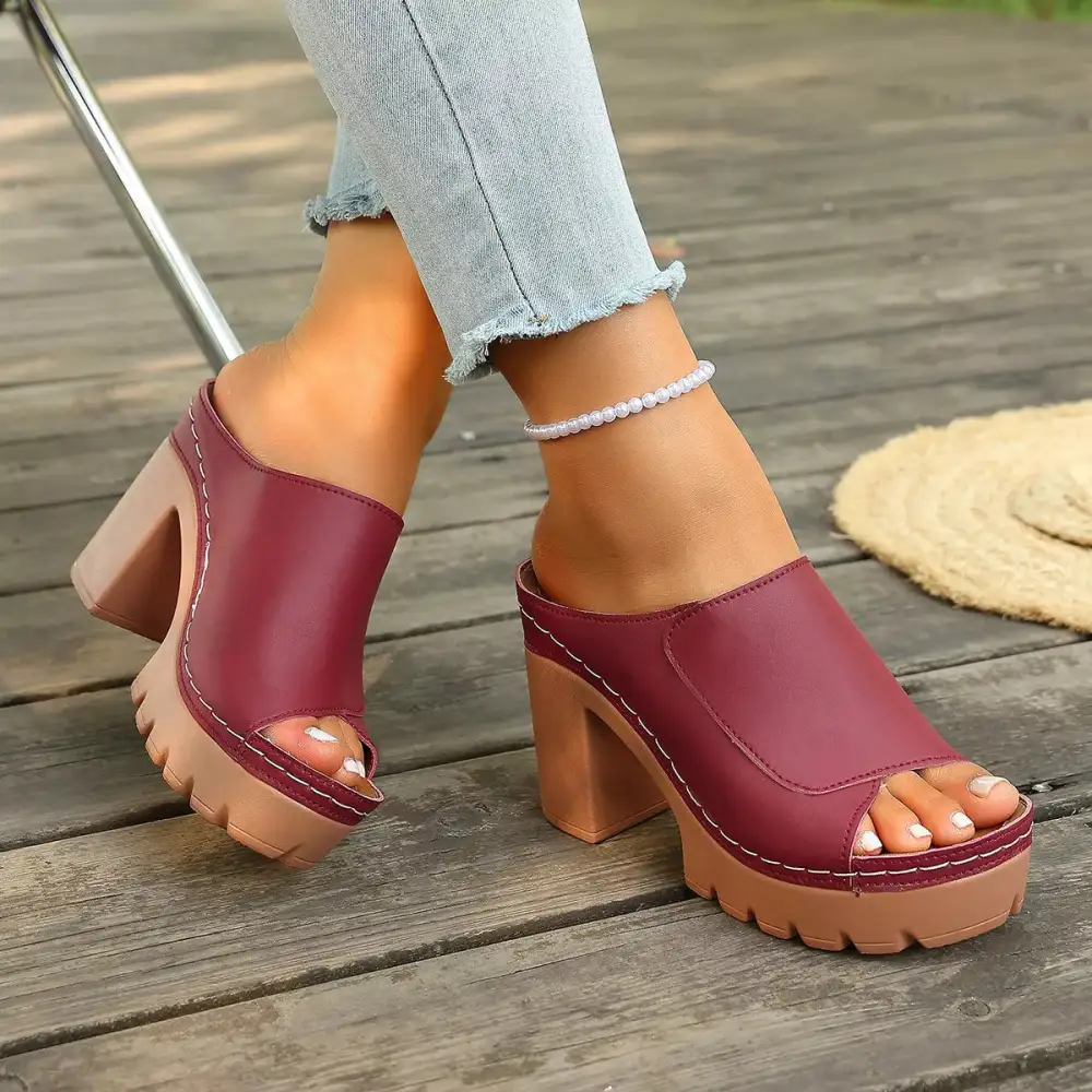 Streamlined Open Toe Block Heel Sandals