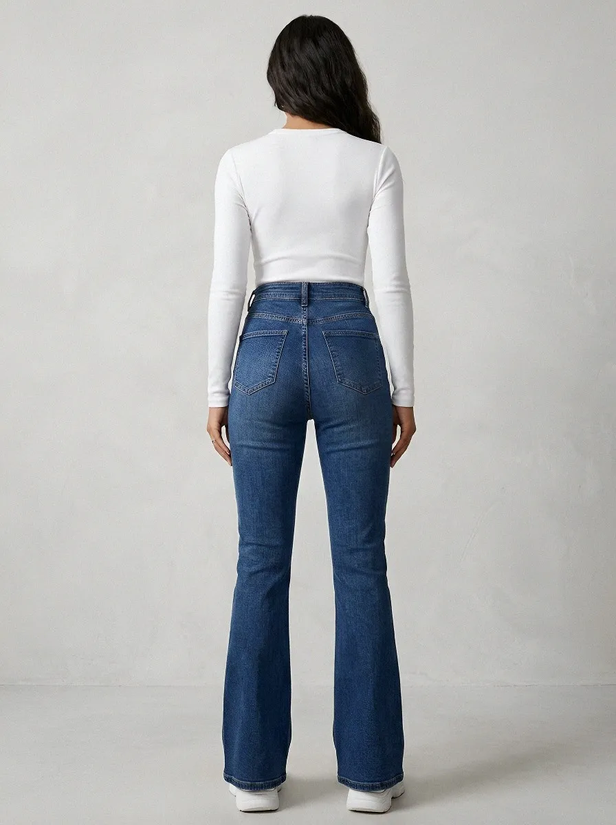 Easy-Wear Casual Women's High-Waist Stretch Flare Jeans