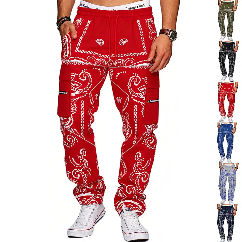Men's Cargo Jogging Pants Waistband Pockets Cargo Pants