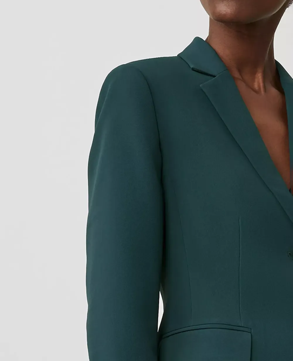 The Long Notched Two Button Blazer In Fluid Crepe