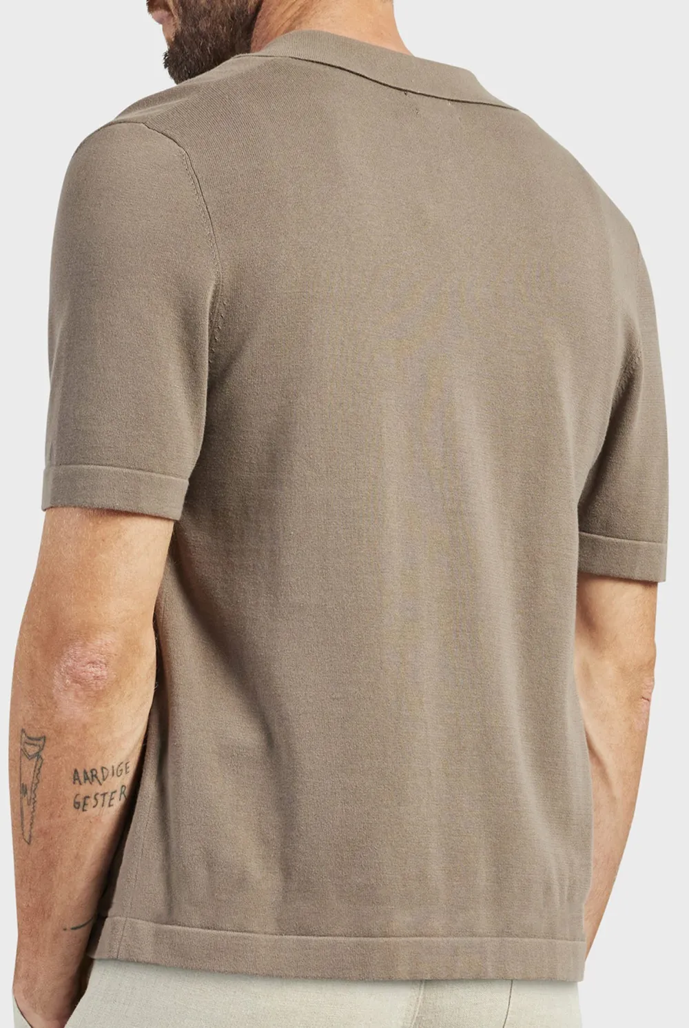 Jackson Rib Knit Polo-Nomad tan