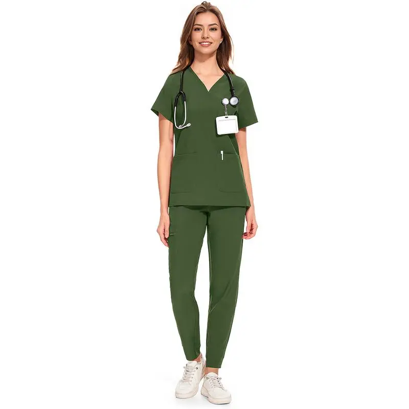 Women's V-Neck Workwear – Short Sleeve & Sleeveless Options with Inner Lining