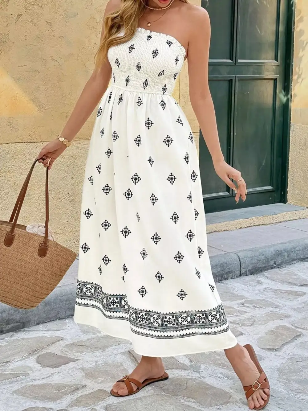 Smocked Midi Dress