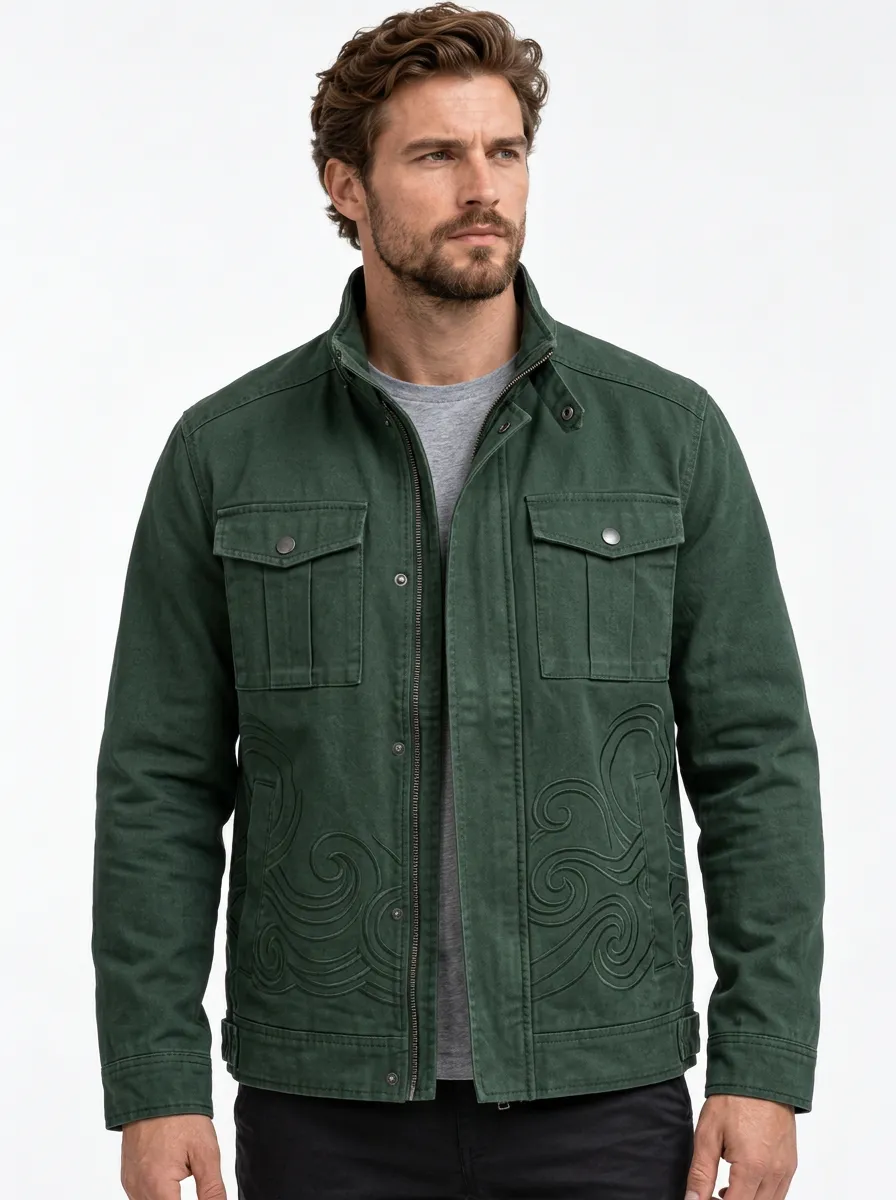 Men's Forest Stand-Collar Embroidered Field Jacket