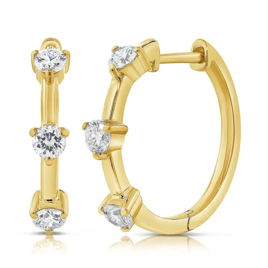 Delicate Geometric Gem Detail Hoop Earrings