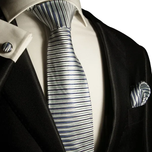 Classic Silk Striped Men's Necktie Accessory Set