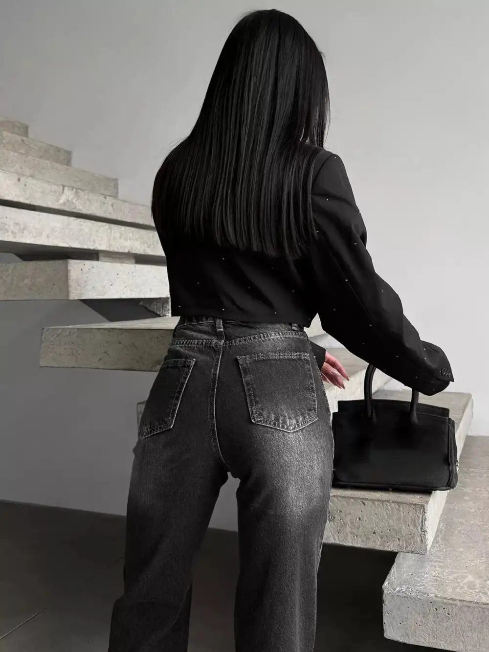 High Waist Slit Denim Jeans