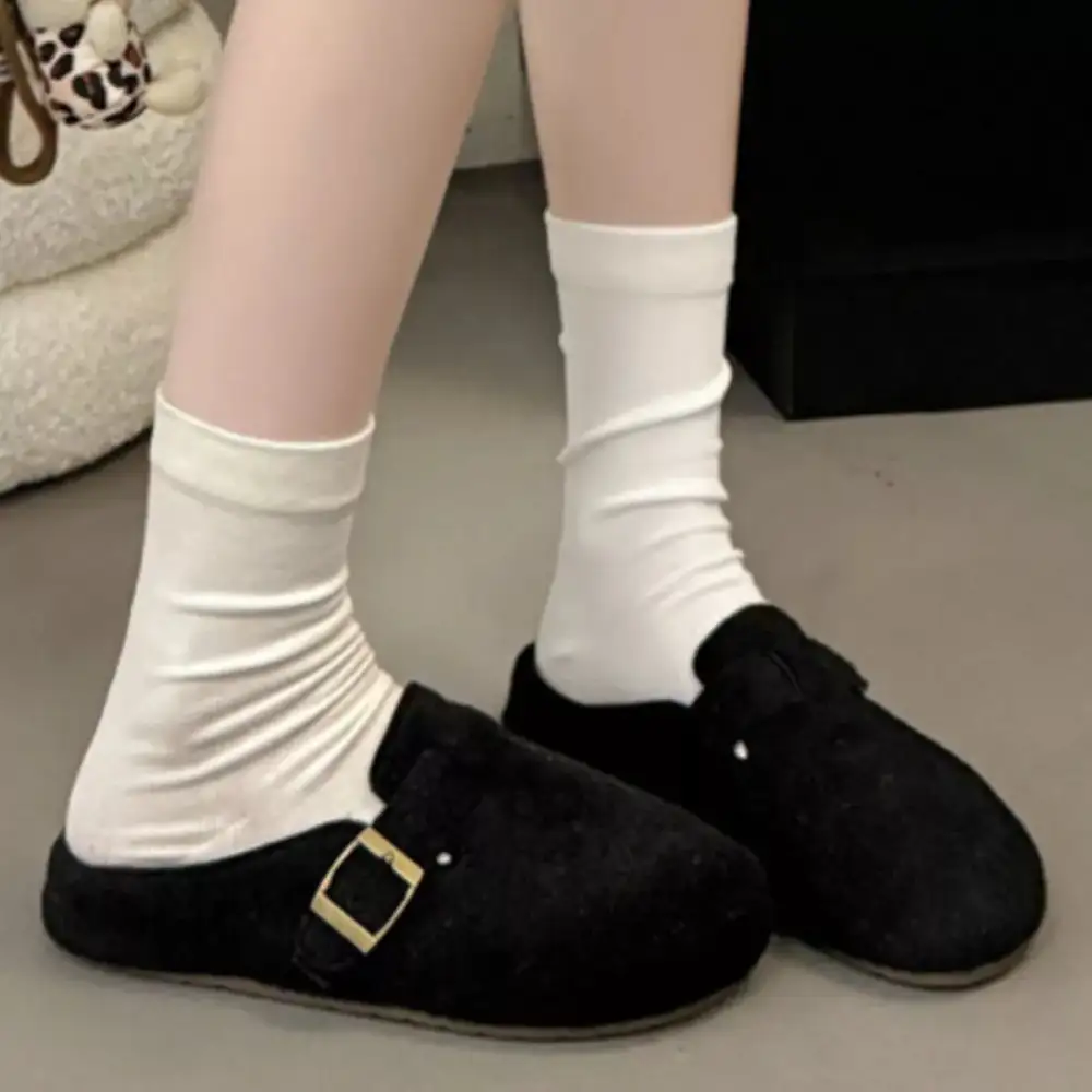 Buckle Decor Round Toe Slippers