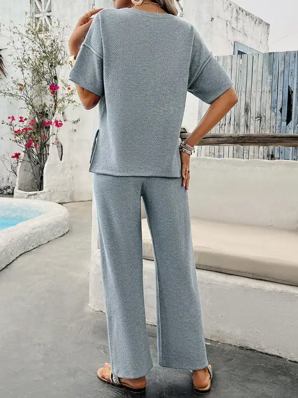 Clean Knitted Short Sleeved Trousers Suit Shorts