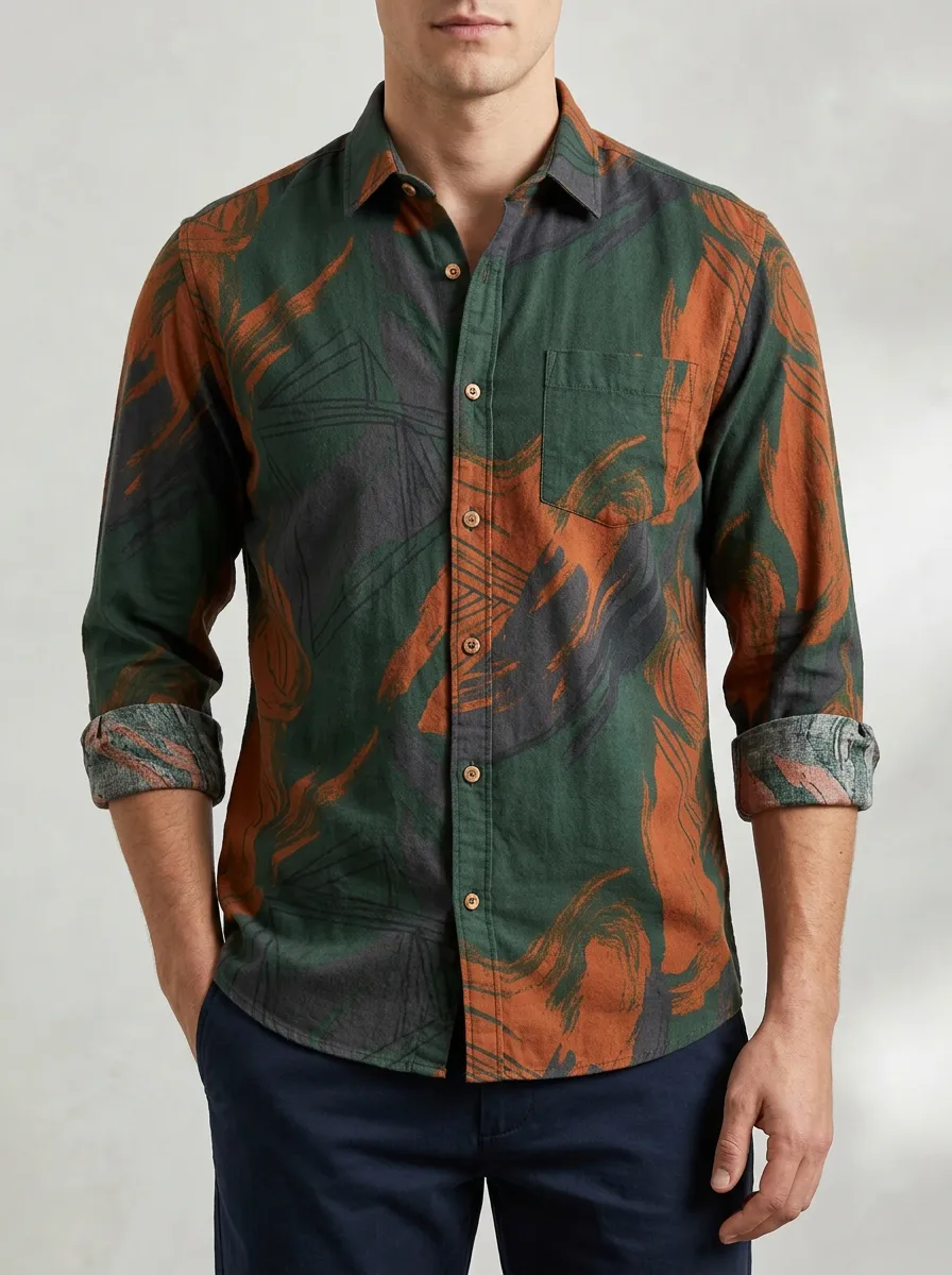 Men's Abstract Graphic Long Sleeve Shirt