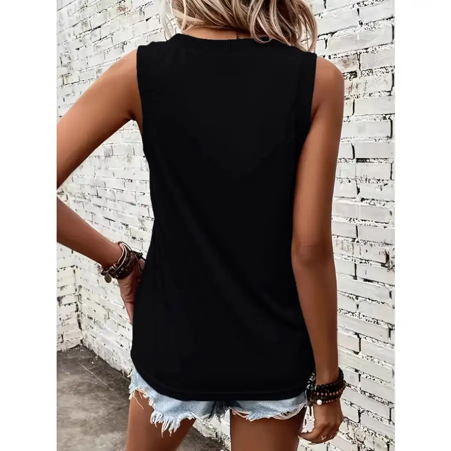 Breathable V Neck Ribbed Band Tank Top
