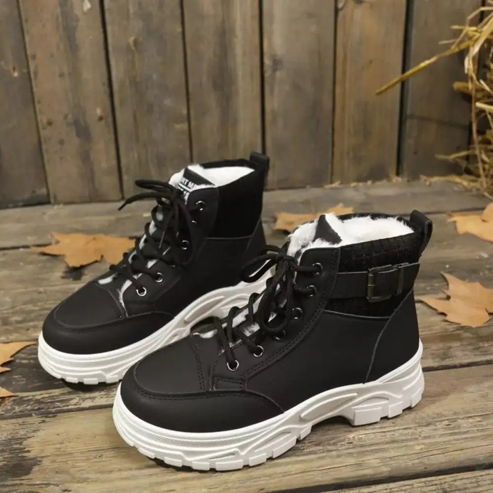 Plush Lining Lace Up Boots