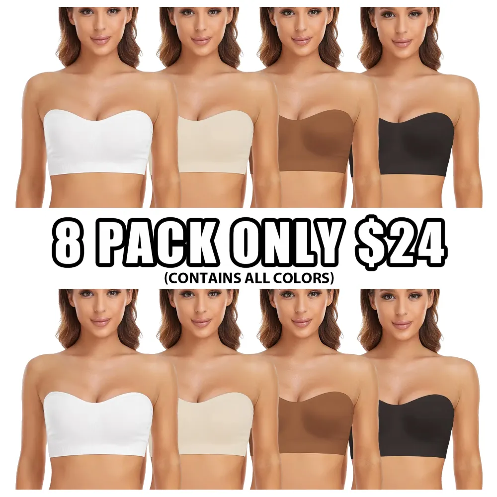 Women's Strapless Anti-Slip Silicone Pad Bandeau Bra