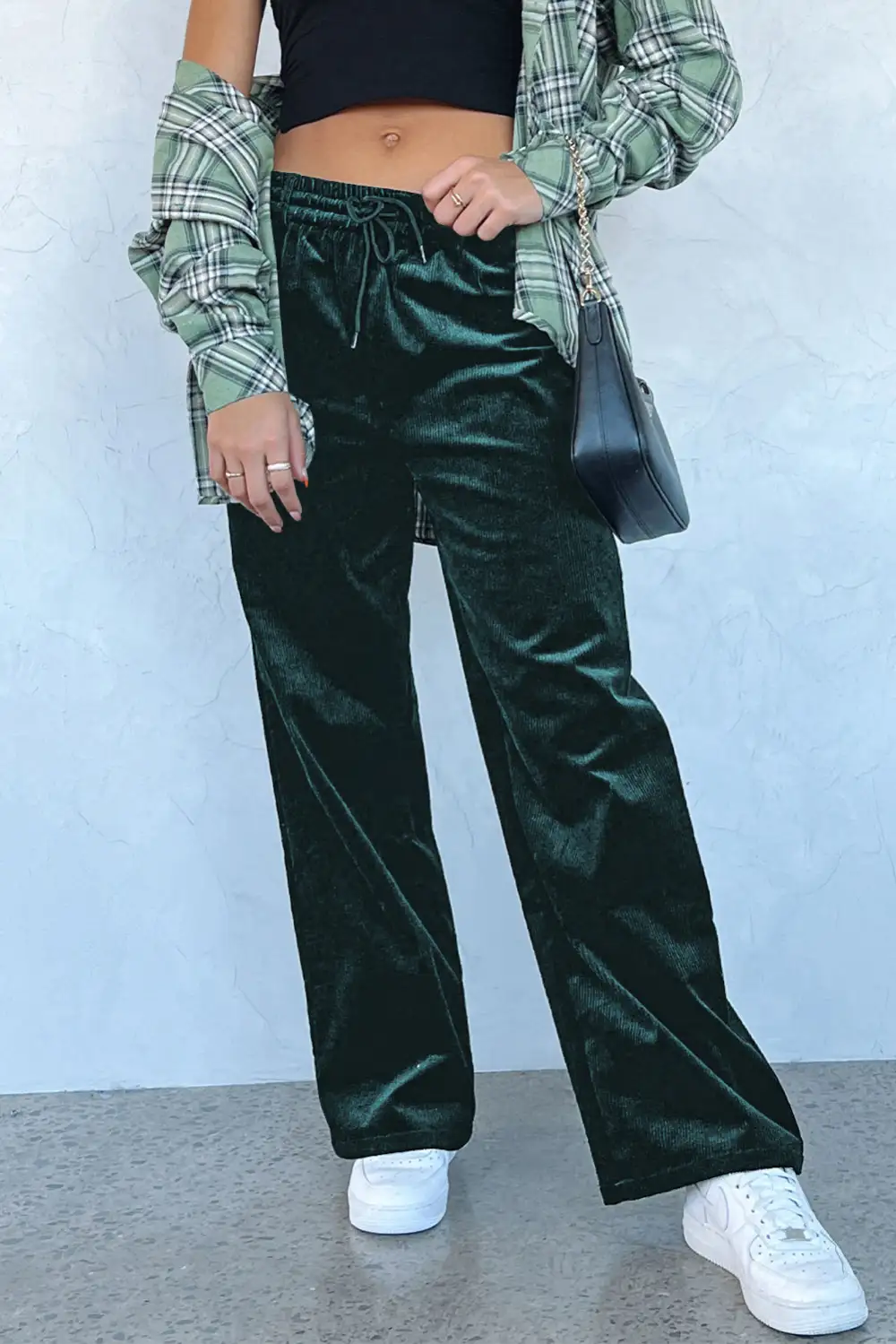 Drawstring Rise Wide Leg Pants
