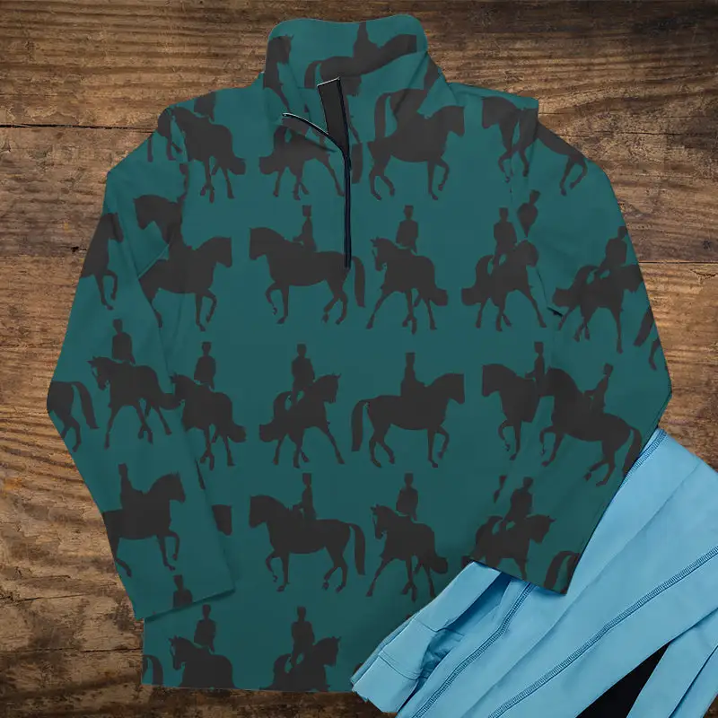 Women's Horse Print Riding Style Long Sleeve Casual Shirt