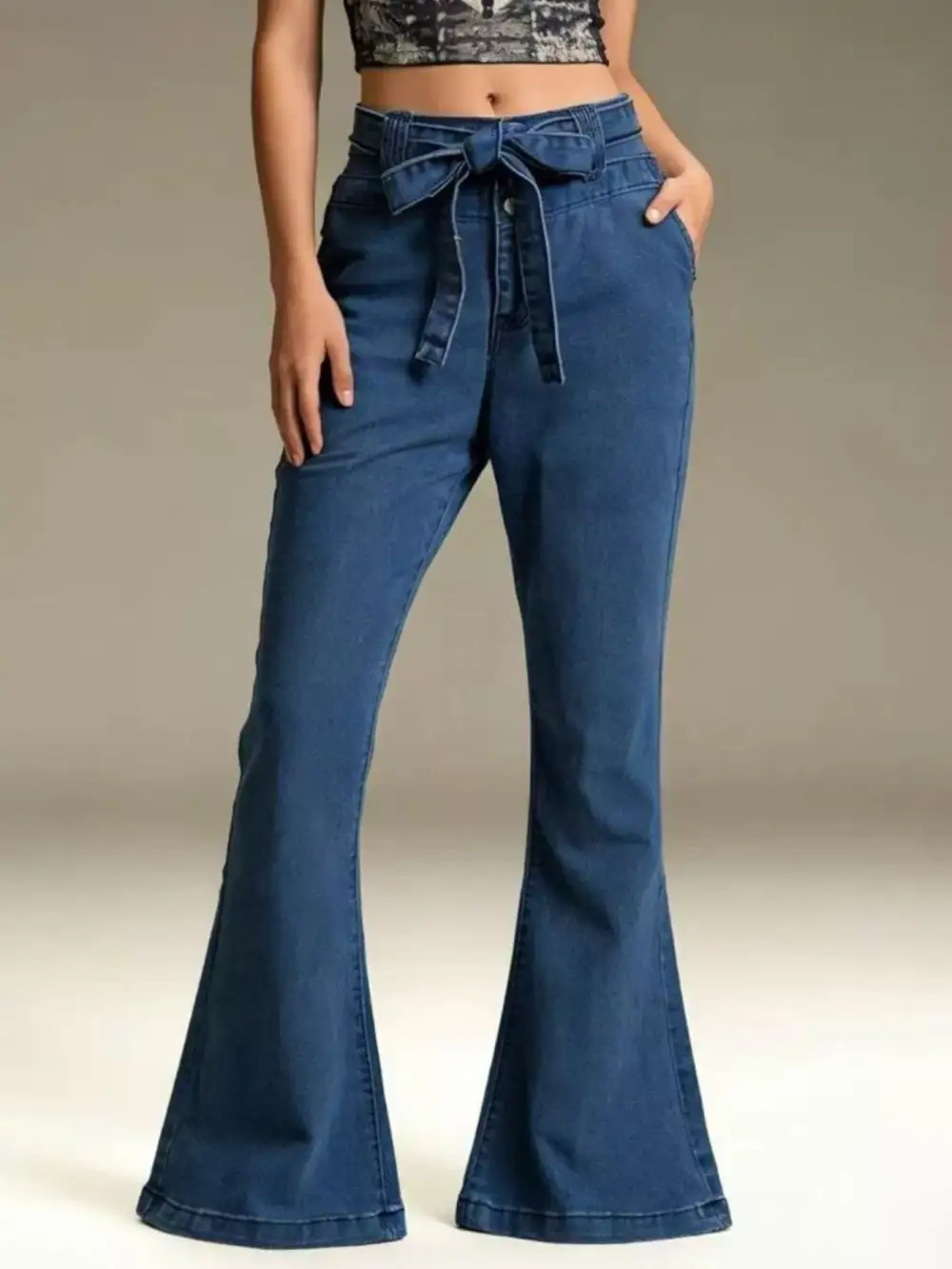 Sharp High Waist Flare Leg Denim Jeans